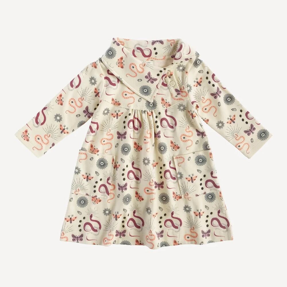 NWT Kate Quinn Long Sleeve Lounge Dress Mystic Snake Organic Cotton 18-24m